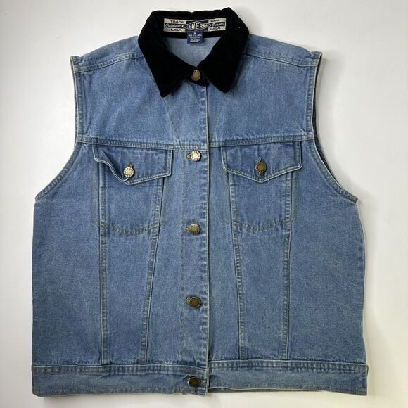 Vintage Hand Painted‎ Denim Vest Womens Size M Forest Stars Generra Art To Wear - Picture 3 of 16